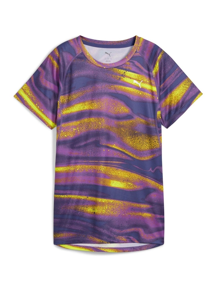 Puma Purple Womens Velocity All Over Print Running T-Shirt - Image 3 of 4