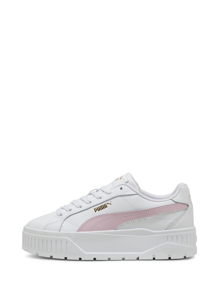 Puma White-Rose Womens Kar II Leather Trainers - Image 2 of 6