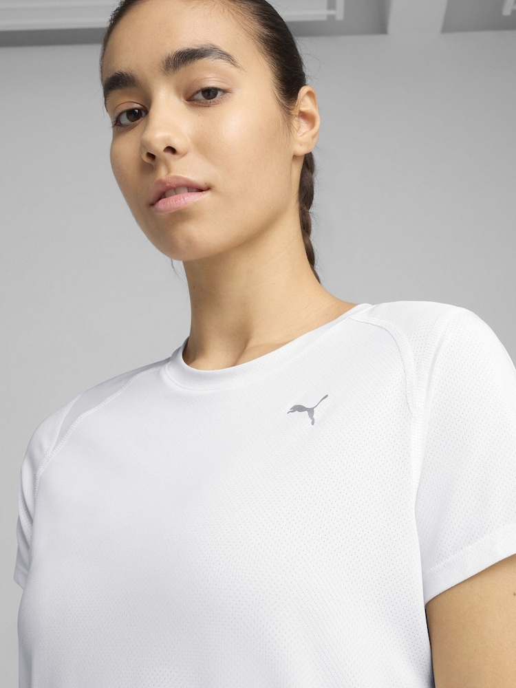 Puma White Womens Run Graphic Mesh T-Shirt - Image 3 of 6