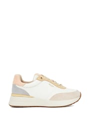 Dune London Natural Emotion Gold Clip Lace-Up Runner Trainers - Image 1 of 6