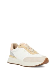 Dune London Natural Emotion Gold Clip Lace-Up Runner Trainers - Image 2 of 6