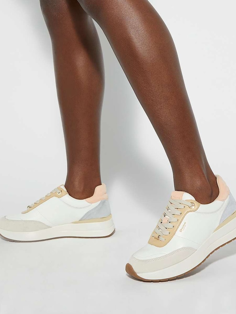 Dune London Natural Emotion Gold Clip Lace-Up Runner Trainers - Image 6 of 6