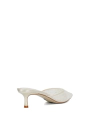 Dune London White Cuddling Bridal Mesh Kitten Mule Heels - Image 5 of 5