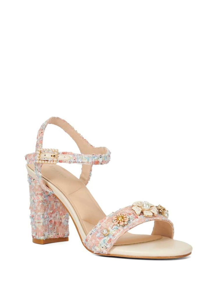 Dune London Pink Mention Enamel Boucle Flower Platform Sandals - Image 2 of 6