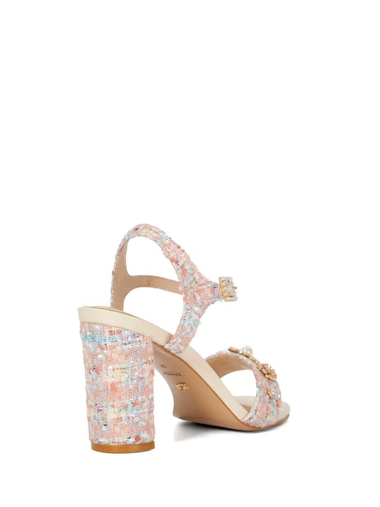 Dune London Pink Mention Enamel Boucle Flower Platform Sandals - Image 3 of 6