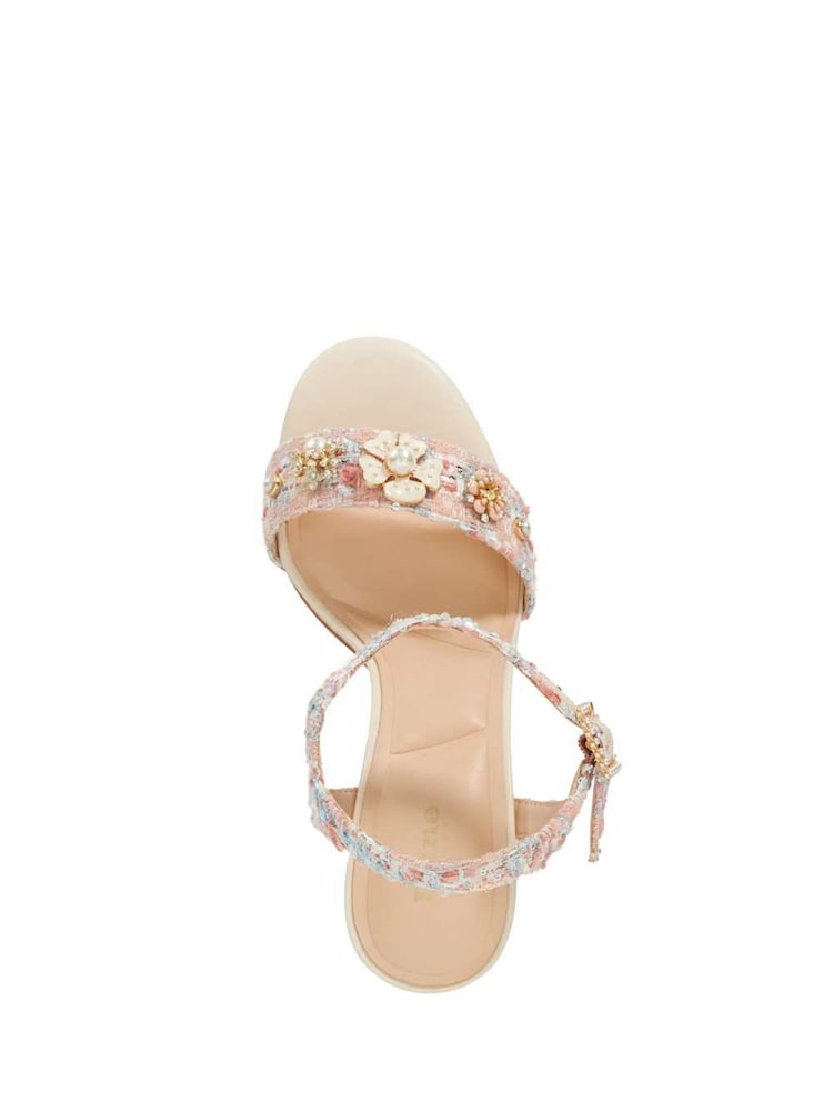 Dune London Pink Mention Enamel Boucle Flower Platform Sandals - Image 4 of 6