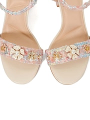Dune London Pink Mention Enamel Boucle Flower Platform Sandals - Image 5 of 6