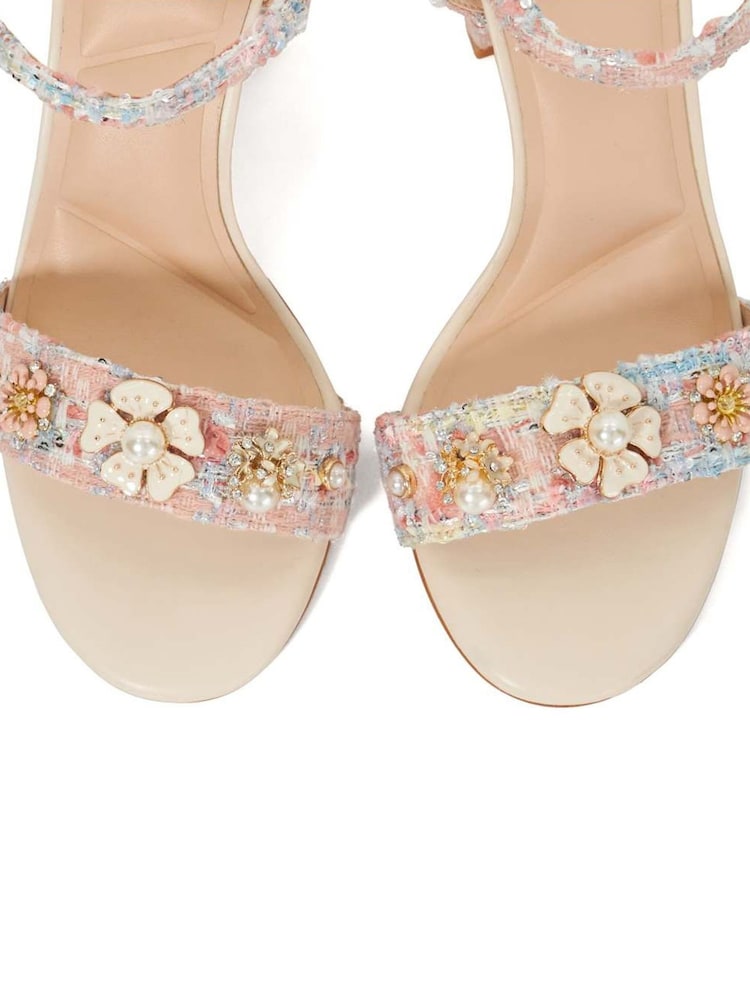 Dune London Pink Mention Enamel Boucle Flower Platform Sandals - Image 5 of 6