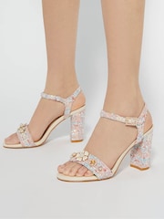 Dune London Pink Mention Enamel Boucle Flower Platform Sandals - Image 6 of 6