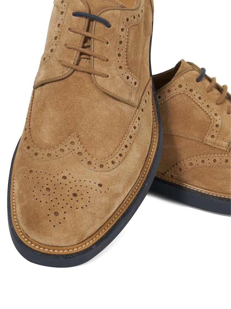 Dune London Brown Baileys Lace-Up Suede Gibson Shoes - Image 6 of 6