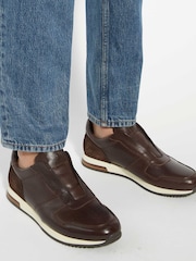 Dune London Brown Trilogy Laceles Laceless Slip On Runner Trainers - Image 1 of 6