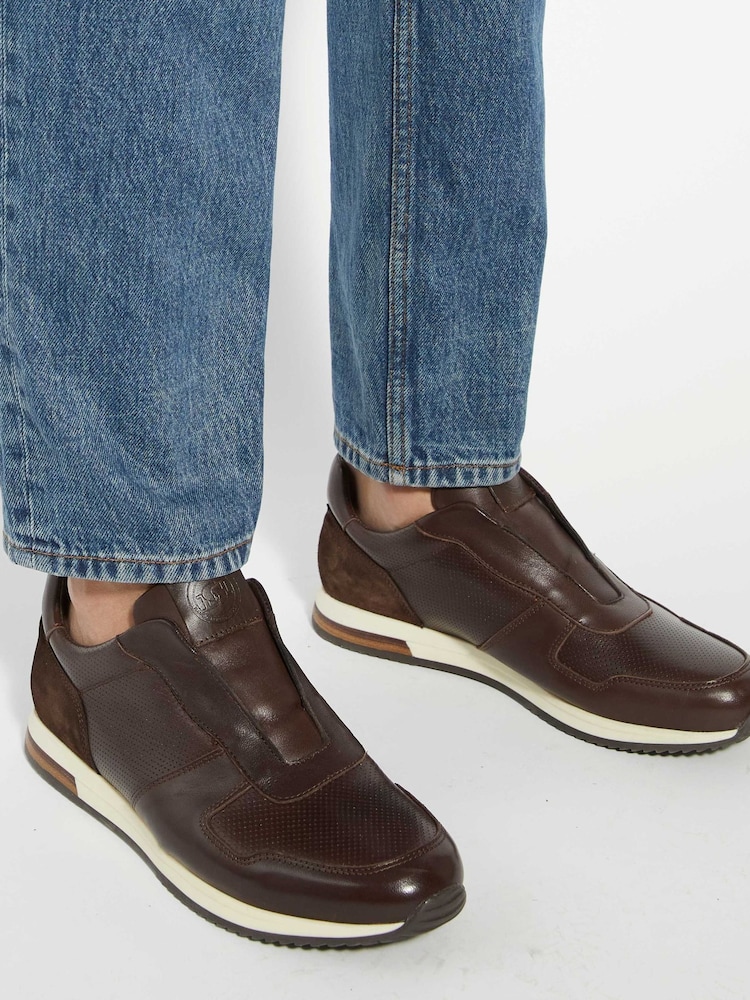 Braun - Dune London Trilogy Laceles Laceless Slip On Runner Trainers - Bild 1 von 6 Braun - Dune London Trilogy Laceles Laceless Slip On Runner Trainers - Bild 1 von 6