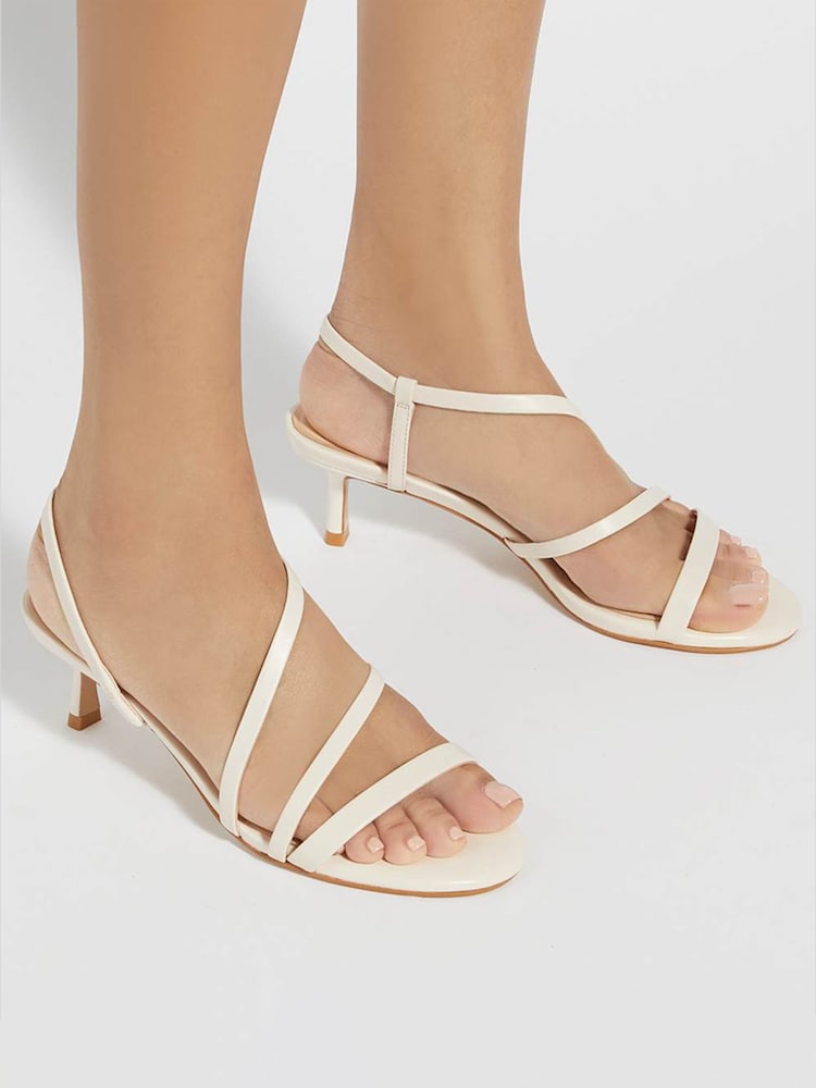 Dune London Cream Movement Asymmetric Kitten Heels - Image 1 of 6