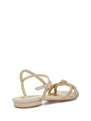 Dune London Gold Noa Flat Metalised Fibre Sandals - Image 3 of 6