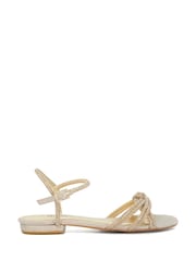Dune London Gold Noa Flat Metalised Fibre Sandals - Image 4 of 6