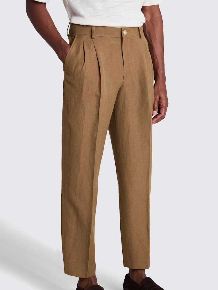 MOSS Brown Gold Wool Linen Wide Leg Trousers - Image 1 of 4 MOSS Brown Gold Wool Linen Wide Leg Trousers - Image 1 of 4