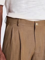 MOSS Brown Gold Wool Linen Wide Leg Trousers - Image 3 of 4