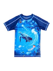 Soliswim Blue Rash Guard Swimsuit - Image 1 of 4
