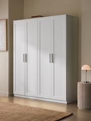 White Flynn 4 Door Wardrobe - Image 2 of 8