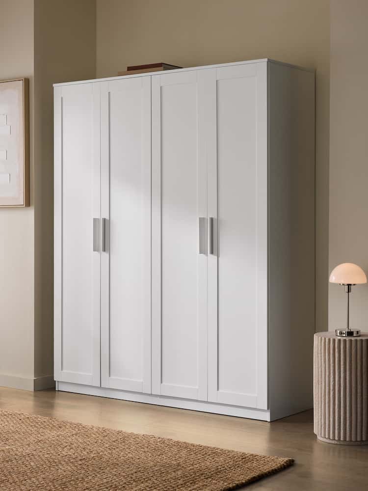 White Flynn 4 Door Wardrobe - Image 2 of 8 White Flynn 4 Door Wardrobe - Image 2 of 8