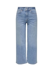 ONLY Blue High Waist Wide Leg Cropped Jeans - Image 1 of 2