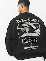 أسود - سويت شيرت بطبعة جرافيك مرخصة من One Piece بحافة رقبة مستديرة - صورة 5 من 9