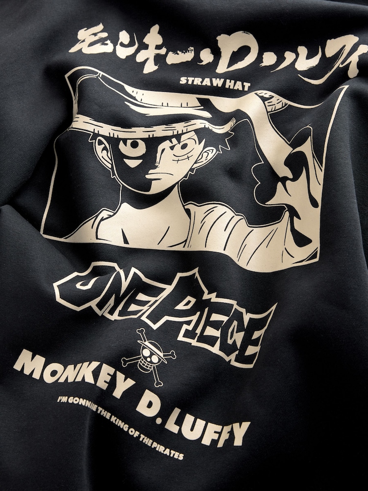 أسود - سويت شيرت بطبعة جرافيك مرخصة من One Piece بحافة رقبة مستديرة - صورة 9 من 9
