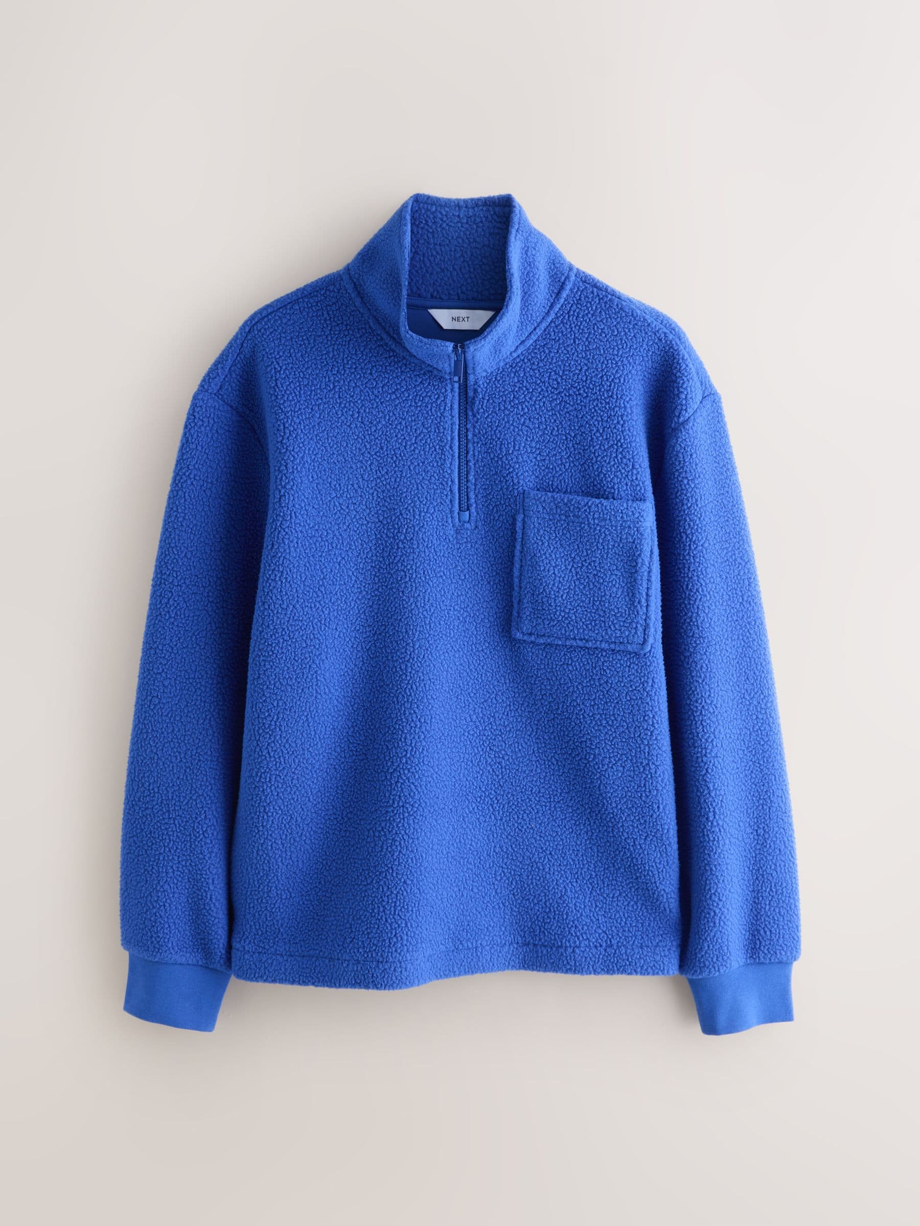 Buy Cobalt Blue Quarter Zip Borg Fleece from the Next UK online shop