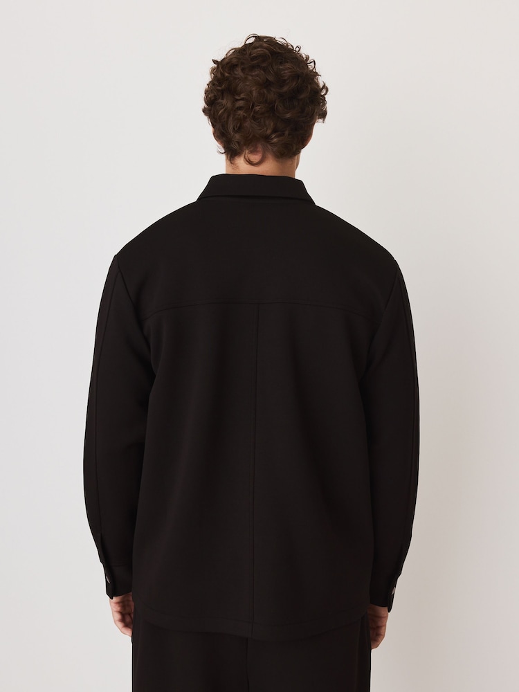 Black Soft Touch Scuba Zip Through Shacket - Image 2 of 4