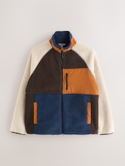 Ochre Orange/Ecru Neutral - Colourblock Zip Through Funnel Fleece - Imagen 6 de 8