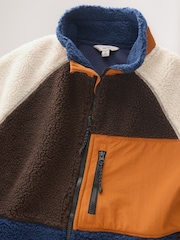 Ochre Orange/Ecru Neutral - Colourblock Zip Through Funnel Fleece - Imagen 7 de 8