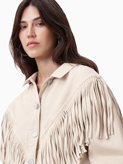AllSaints White Marlene Frnge Jacket - Image 3 of 9