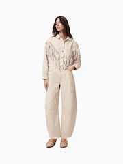 AllSaints White Marlene Frnge Jacket - Image 4 of 9