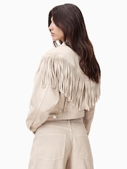 AllSaints White Marlene Frnge Jacket - Image 7 of 9