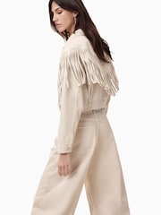 AllSaints White Marlene Frnge Jacket - Image 8 of 9