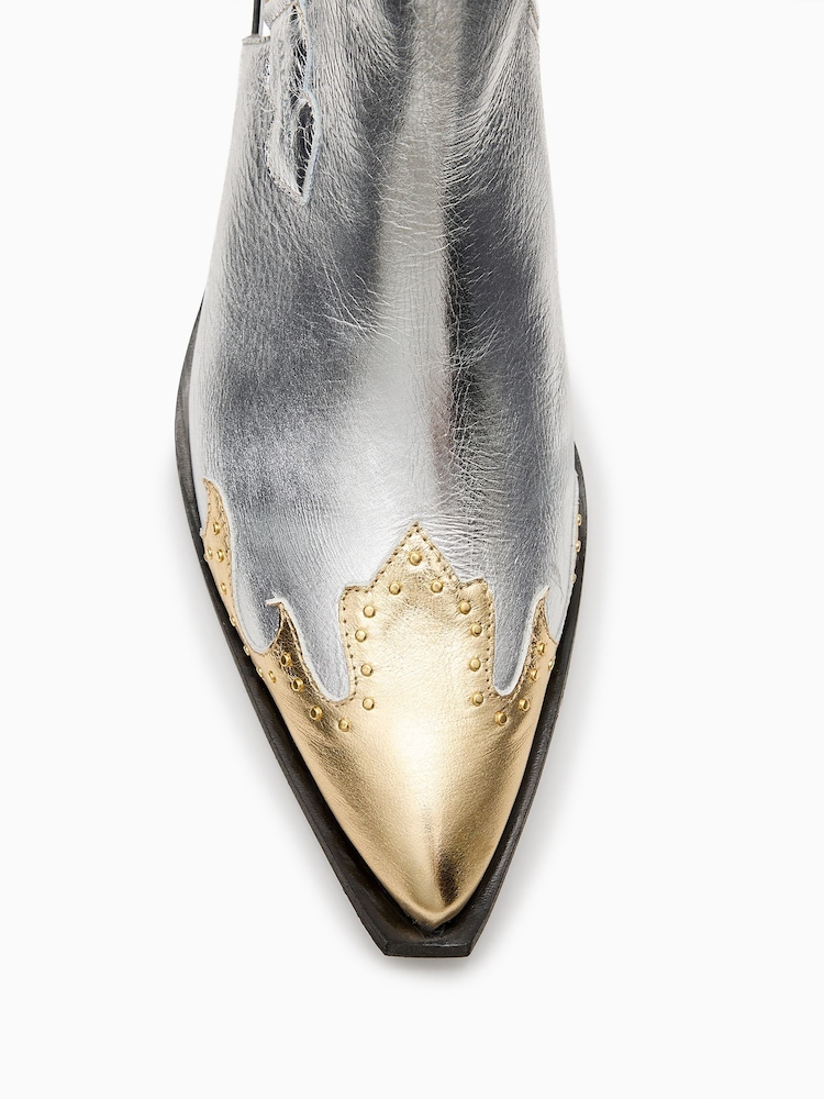 AllSaints Metallic Desola Stud Mules - Image 6 of 6