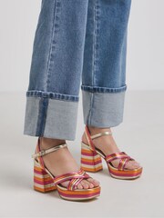 Simply Be Pink Wide Fit Wide Fit Multi Strap Platform Heels - Image 2 of 4