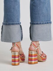 Simply Be Pink Wide Fit Wide Fit Multi Strap Platform Heels - Image 3 of 4