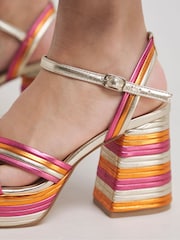 Simply Be Pink Wide Fit Wide Fit Multi Strap Platform Heels - Image 4 of 4