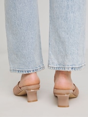 Simply Be Brown Wide Fit Wide Fit Diamante Mesh Kitten Heels Mules - Image 2 of 4