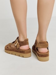 Simply Be Brown Extra Wide Fit Wide Fit Fisherman's Suede Flatform Sandals - Image 2 of 4