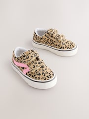 Brown Wide Fit (G) Touch Fasten Strap Printed Trainers - Image 1 of 5