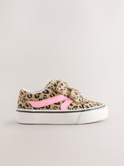 Brown Wide Fit (G) Touch Fasten Strap Printed Trainers - Image 2 of 5
