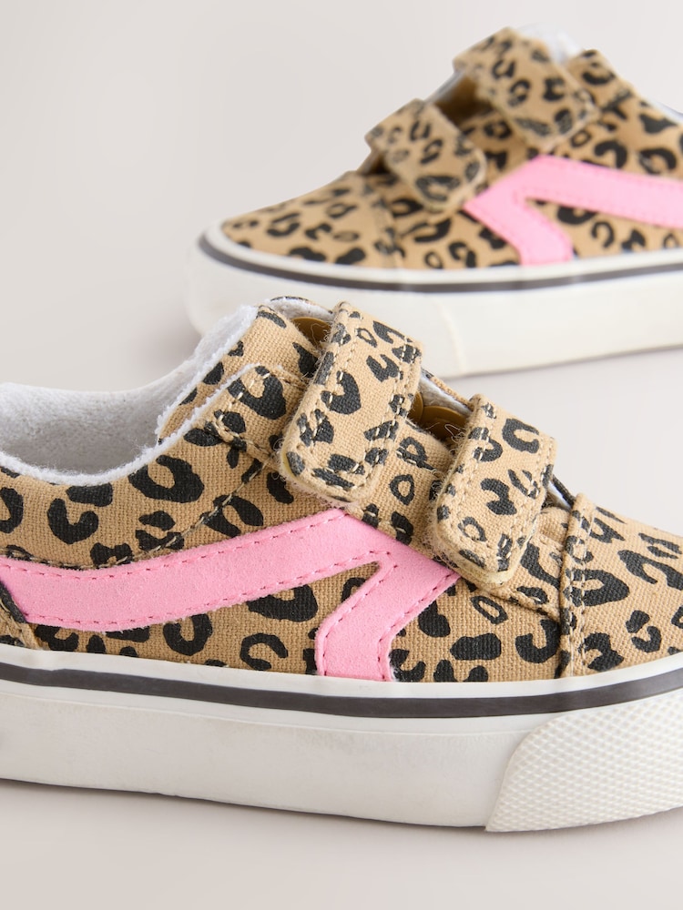 Brown Wide Fit (G) Touch Fasten Strap Printed Trainers - Image 5 of 5