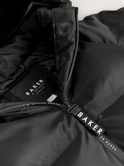 Baker by Ted Baker Shower Resistant Heat Seal Longline Padded Black Coat - Image 5 of 8