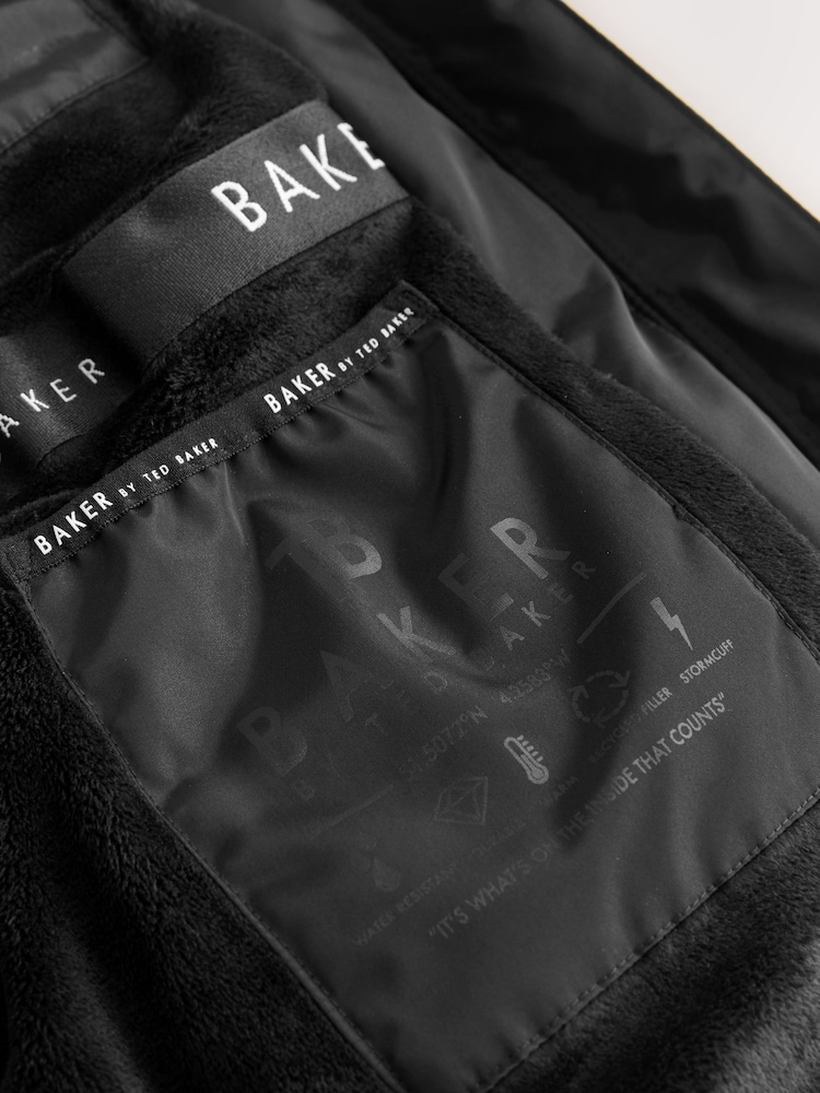 Baker by Ted Baker Shower Resistant Heat Seal Longline Padded Black Coat - Image 8 of 8
