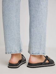 Simply Be Black Wide Fit Whipstitch Two Strap Footbed Sandals - Image 2 of 4
