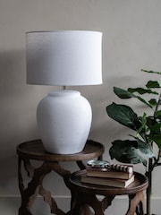 Libra Interiors White Rhodes Ceramic Lamp with Shade Large E GLS - Image 1 of 5