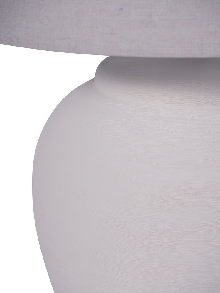 Libra Interiors White Rhodes Ceramic Lamp with Shade Large E GLS - Image 2 of 5