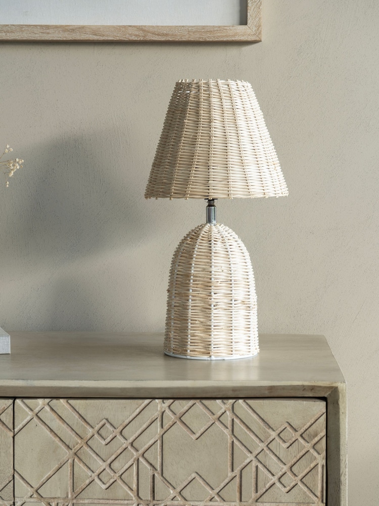 Libra Interiors Natural Mini Rattan Lamp Base and Shade - Image 1 of 5